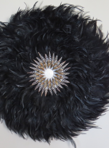 Black Fluffy Feather Juju Hat