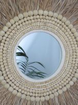 Seagrass and Bead Fringed Mirror close up