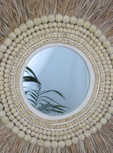 Jolo Seagrass and Bead Round Mirror